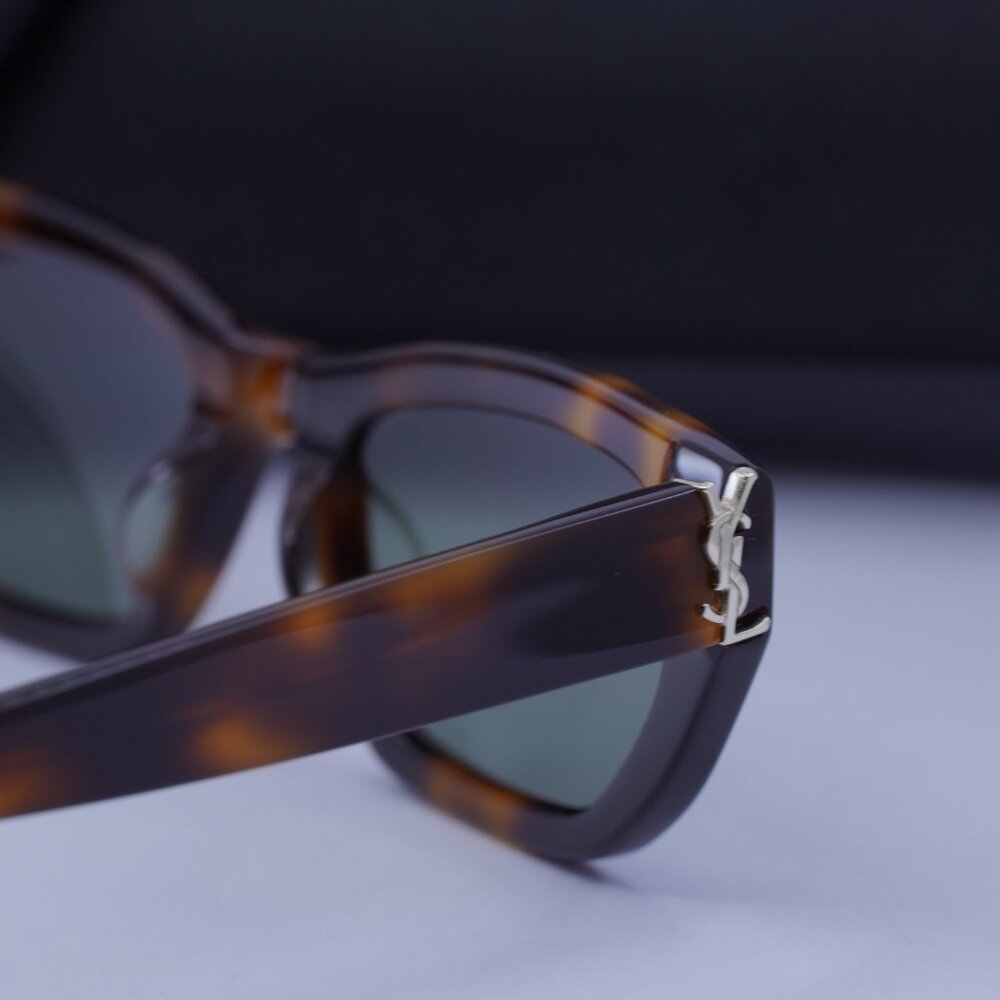 Saint Laurent SLM126 003 Cat Eye Sunglasses - Havana / Green - Picture 9 of 10